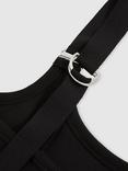 Reiss Isabella Stretch Cotton Sleeveless D-Ring Top, Black