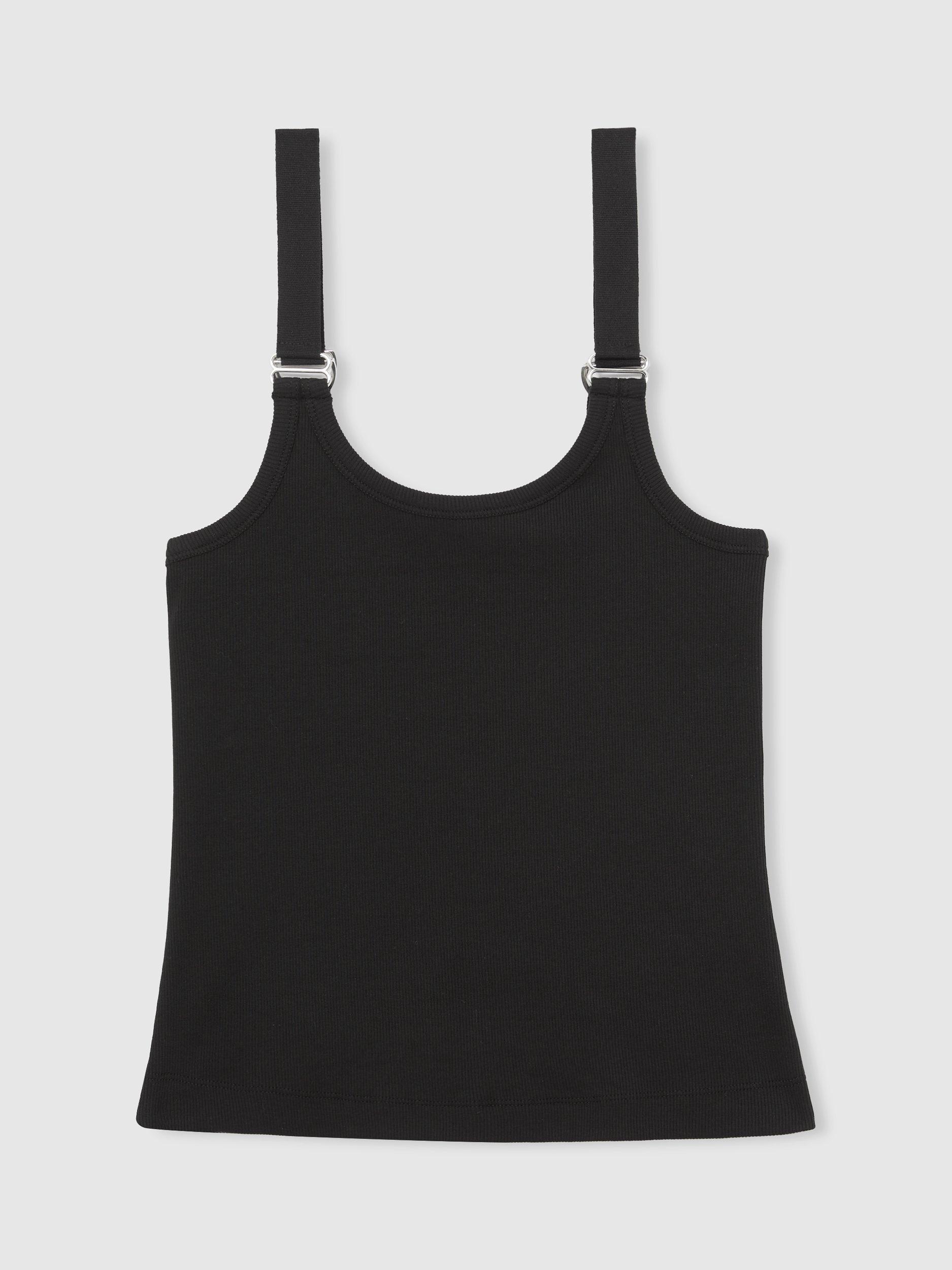 Product image 3 of 5, which shows Reiss Isabella Stretch Cotton Sleeveless D-Ring Top, Black, XS
