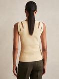 Reiss Rhylee Sleeveless Cut Out Rib Knit Top, Cream