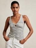 Reiss Vinny Low Back Ruched Vest, Silver Grey