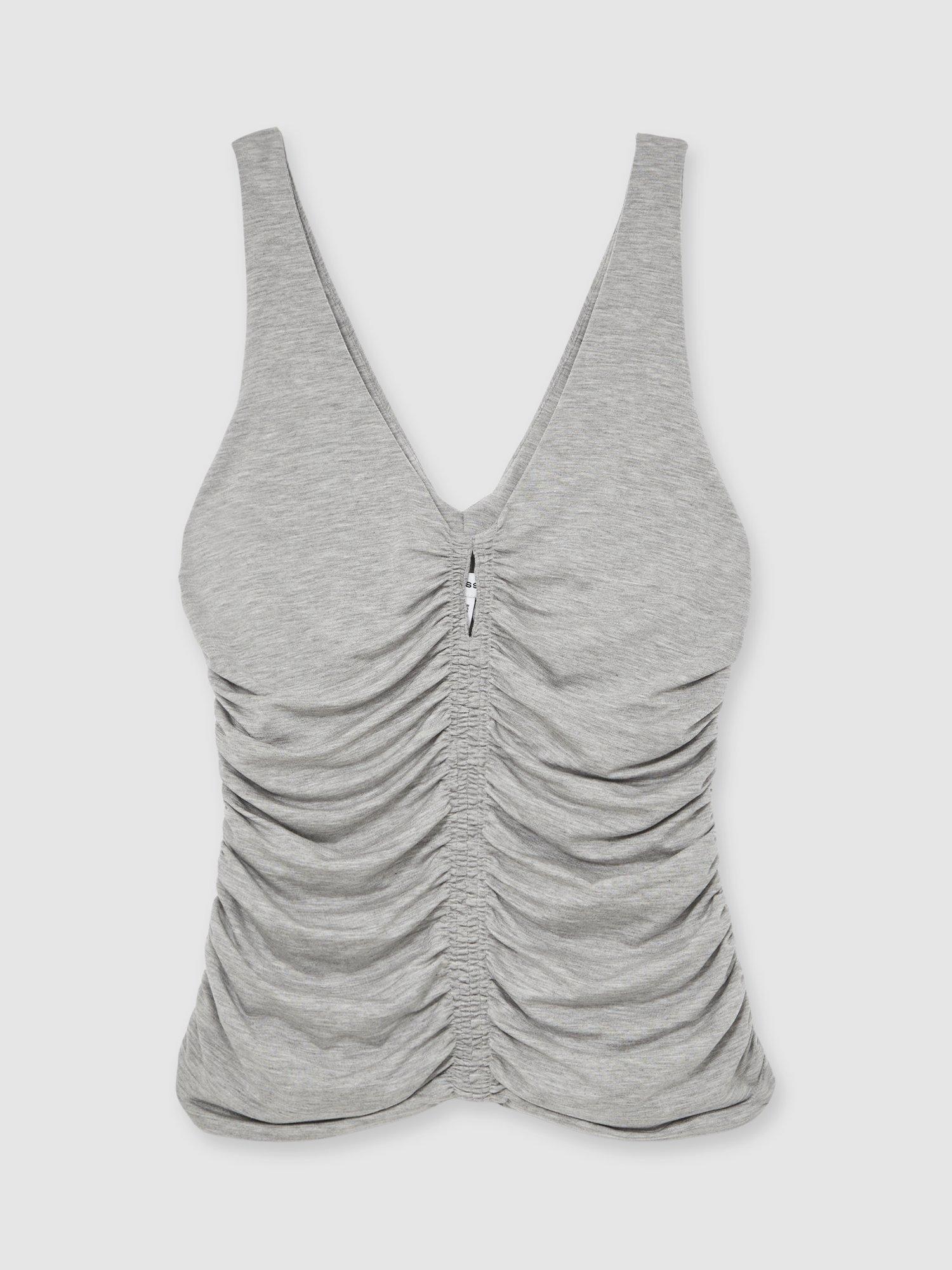 Product image 3 of 5, which shows Reiss Vinny Low Back Ruched Vest, Silver Grey, 8
