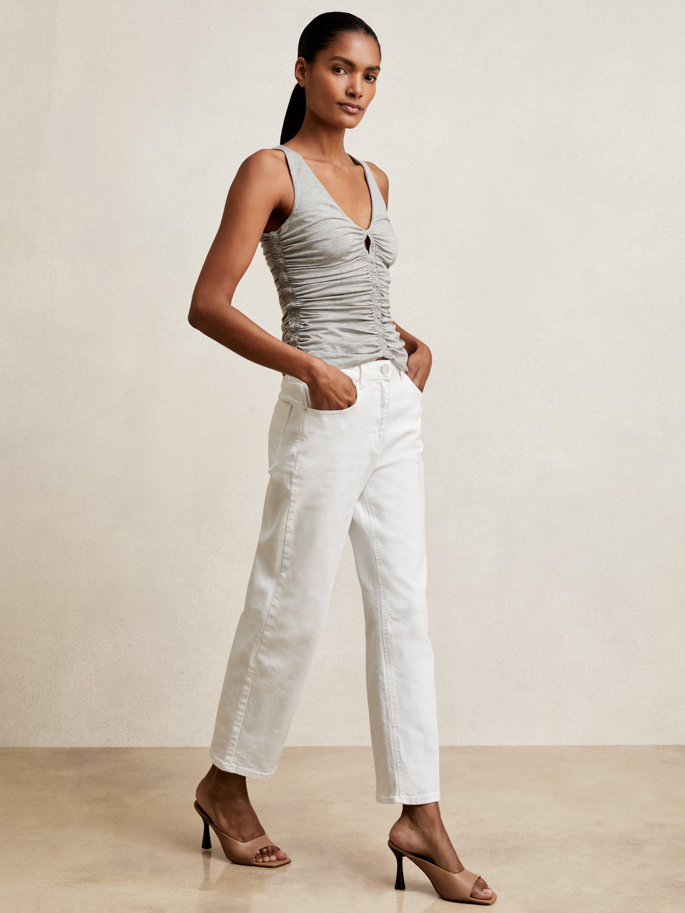 Product image 4 of 5, which shows Reiss Vinny Low Back Ruched Vest, Silver Grey, 8