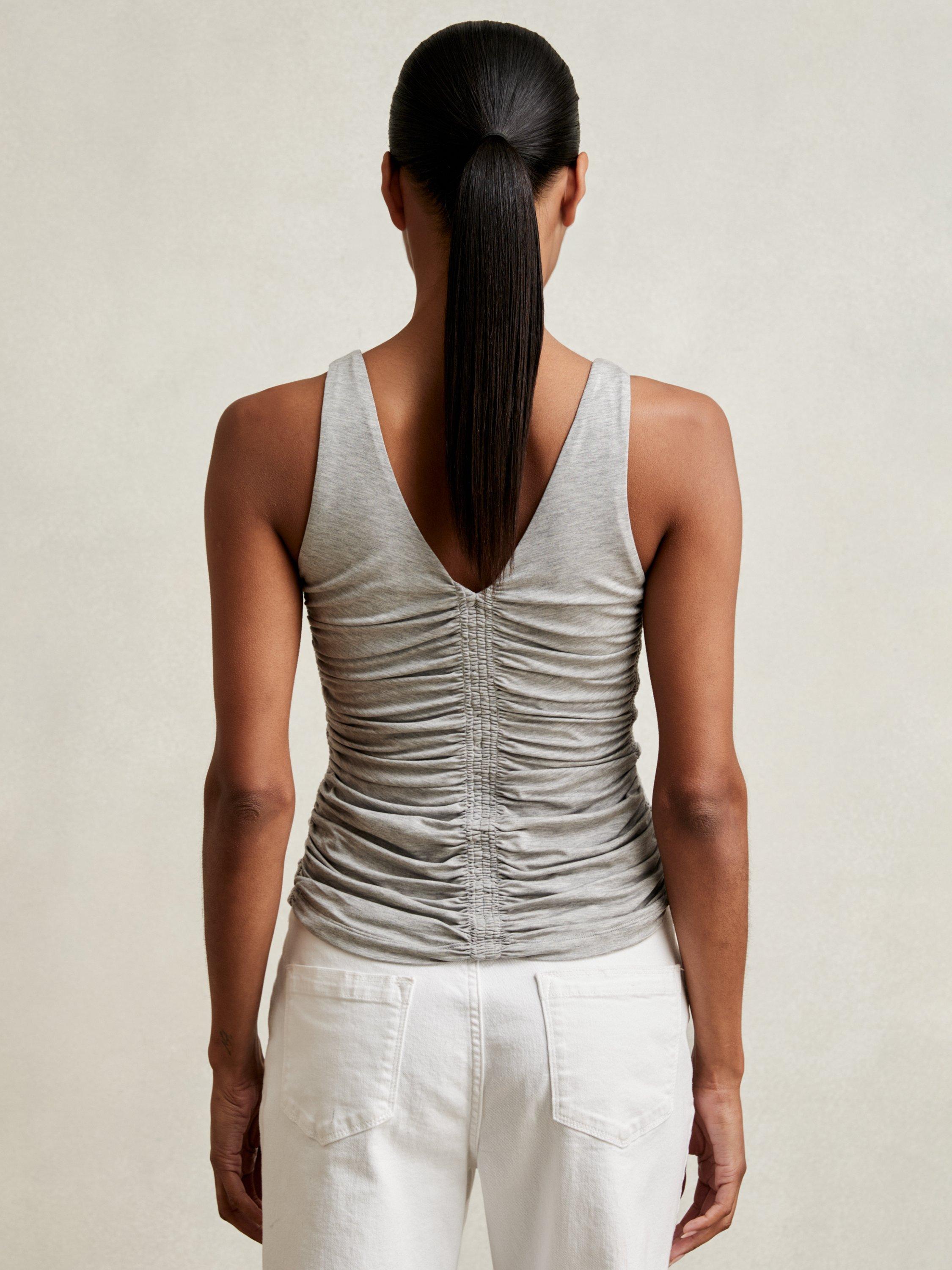 Product image 5 of 5, which shows Reiss Vinny Low Back Ruched Vest, Silver Grey, 8