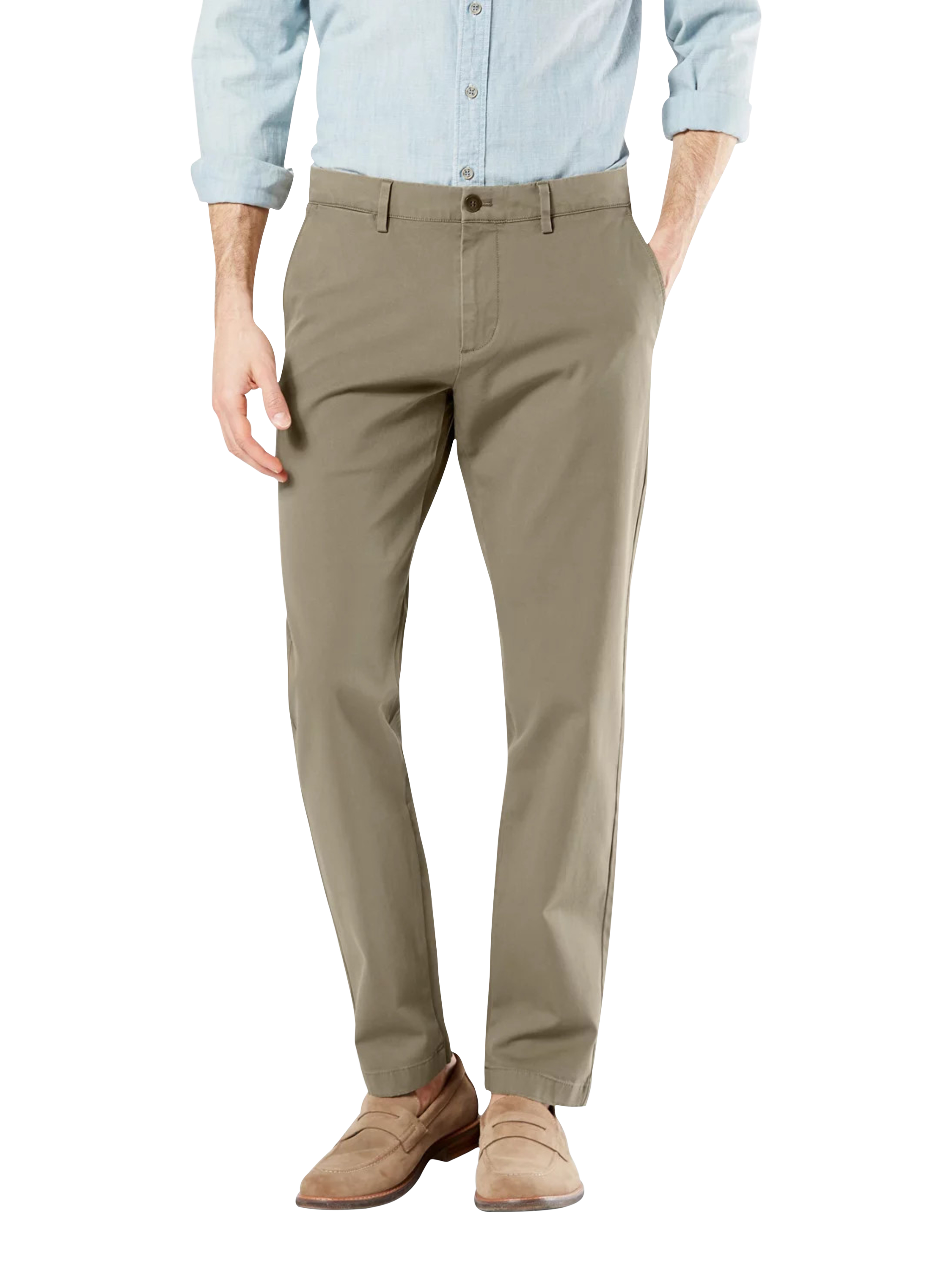 Product image 1 of 3, which shows Dockers Crafted Khaki Slim Tapered Fit Trousers, Green, W30/L32