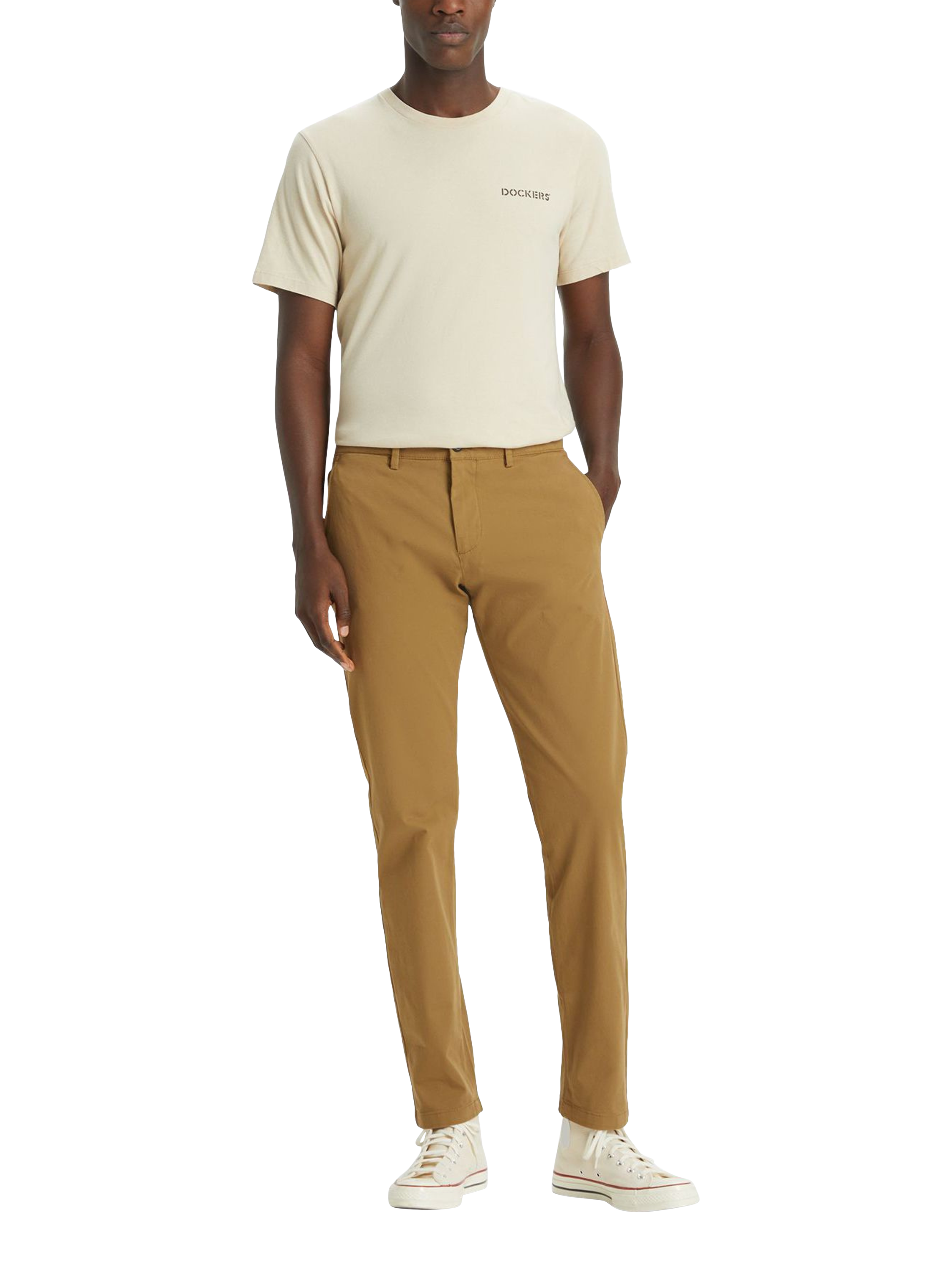 Product image 1 of 3, which shows Dockers Crafted Khaki Slim Tapered Fit Trousers, Beige/Khaki, W30/L32