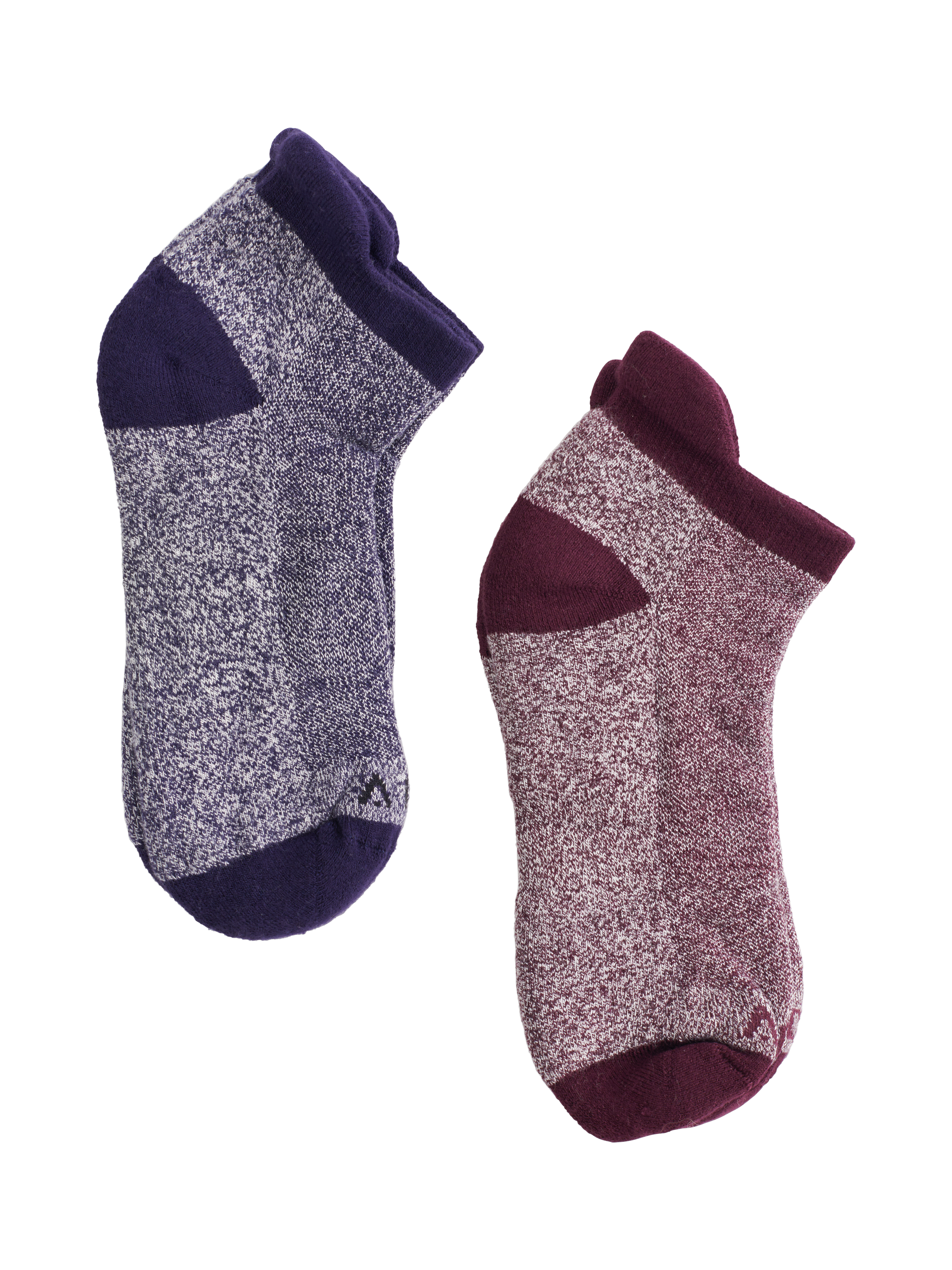Product image 1 of 4, which shows ACAI Sprint Shortie Trainer Socks, Pack of 2, Aubergine/Deep Navy, One Size