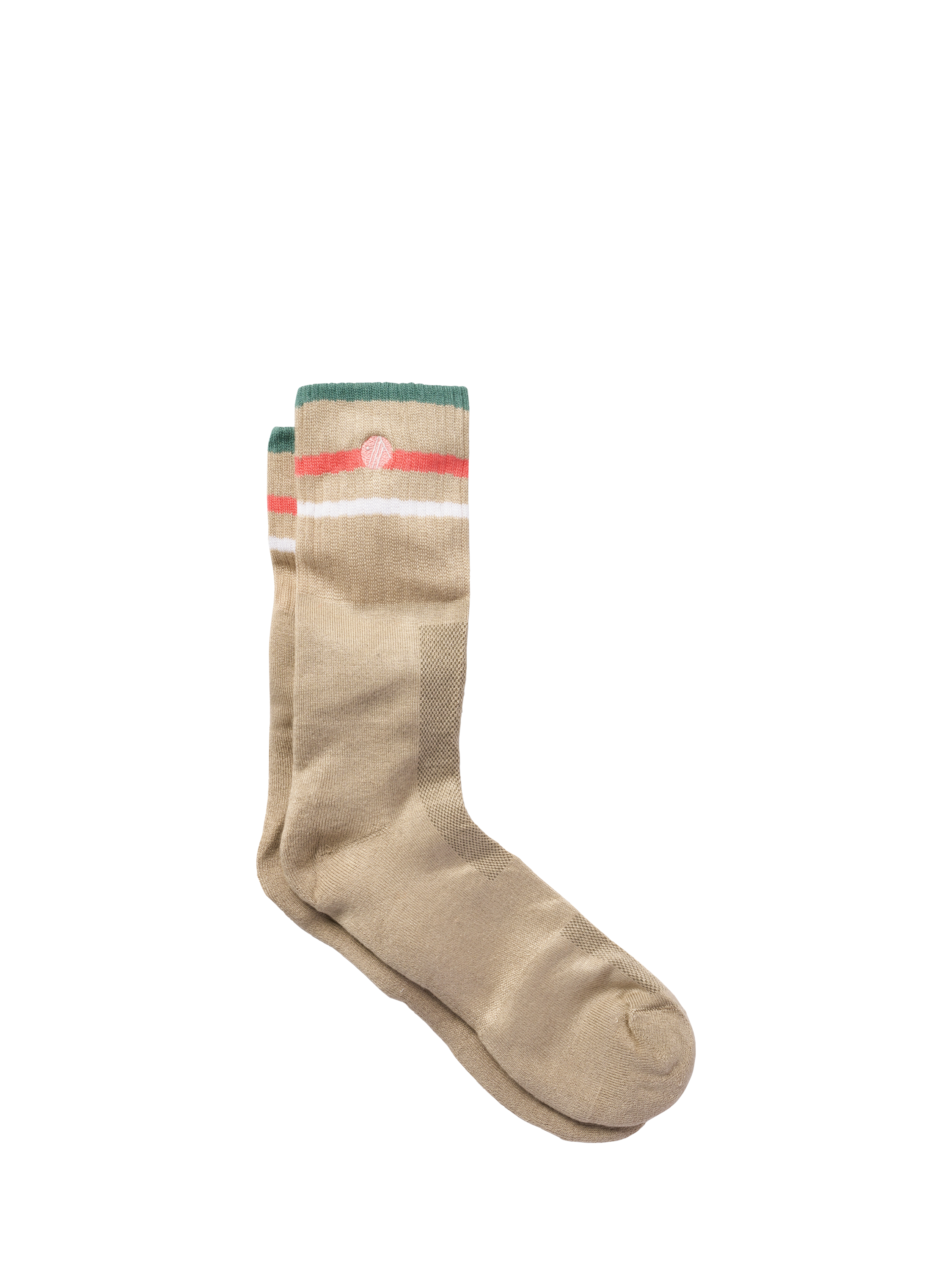 Product image 1 of 2, which shows ACAI Embroidered Logo Bamboo Rich Hiking Socks, Lily Pad Stripe, One Size