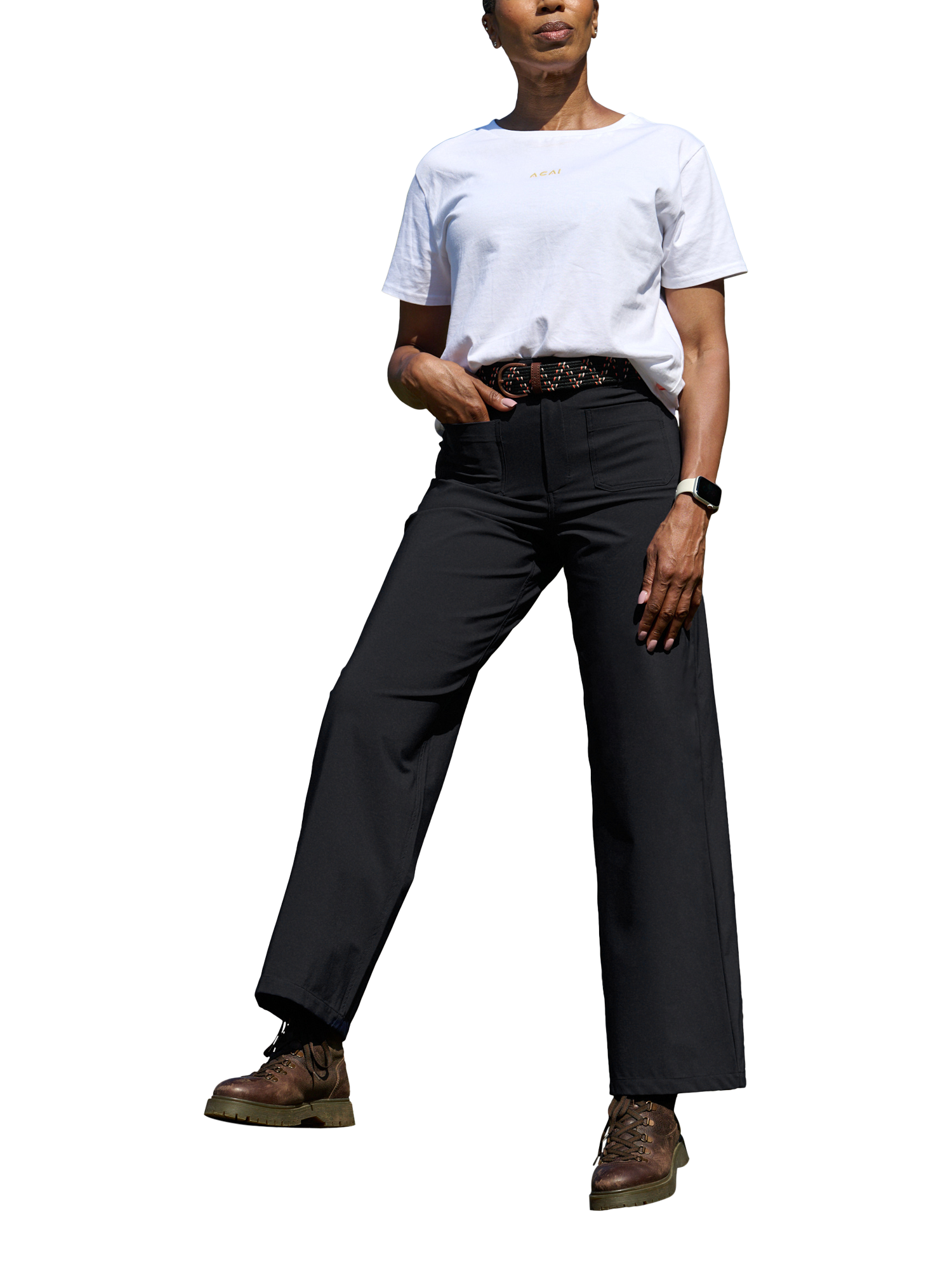 Product image 1 of 4, which shows ACAI Hydroflex Straight Leg Trousers, Black, 6R