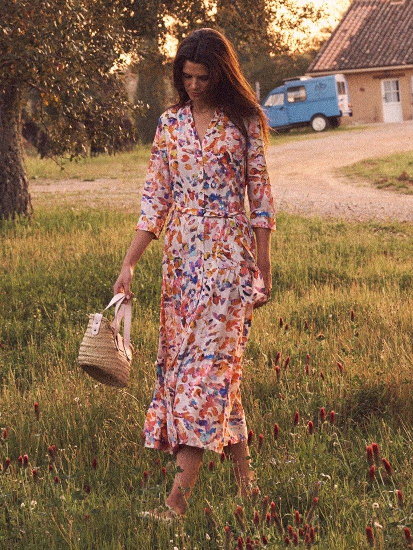 Product image 3 of 6, which shows NRBY Avery Floral Print Silk Maxi Dress, Multi, XS