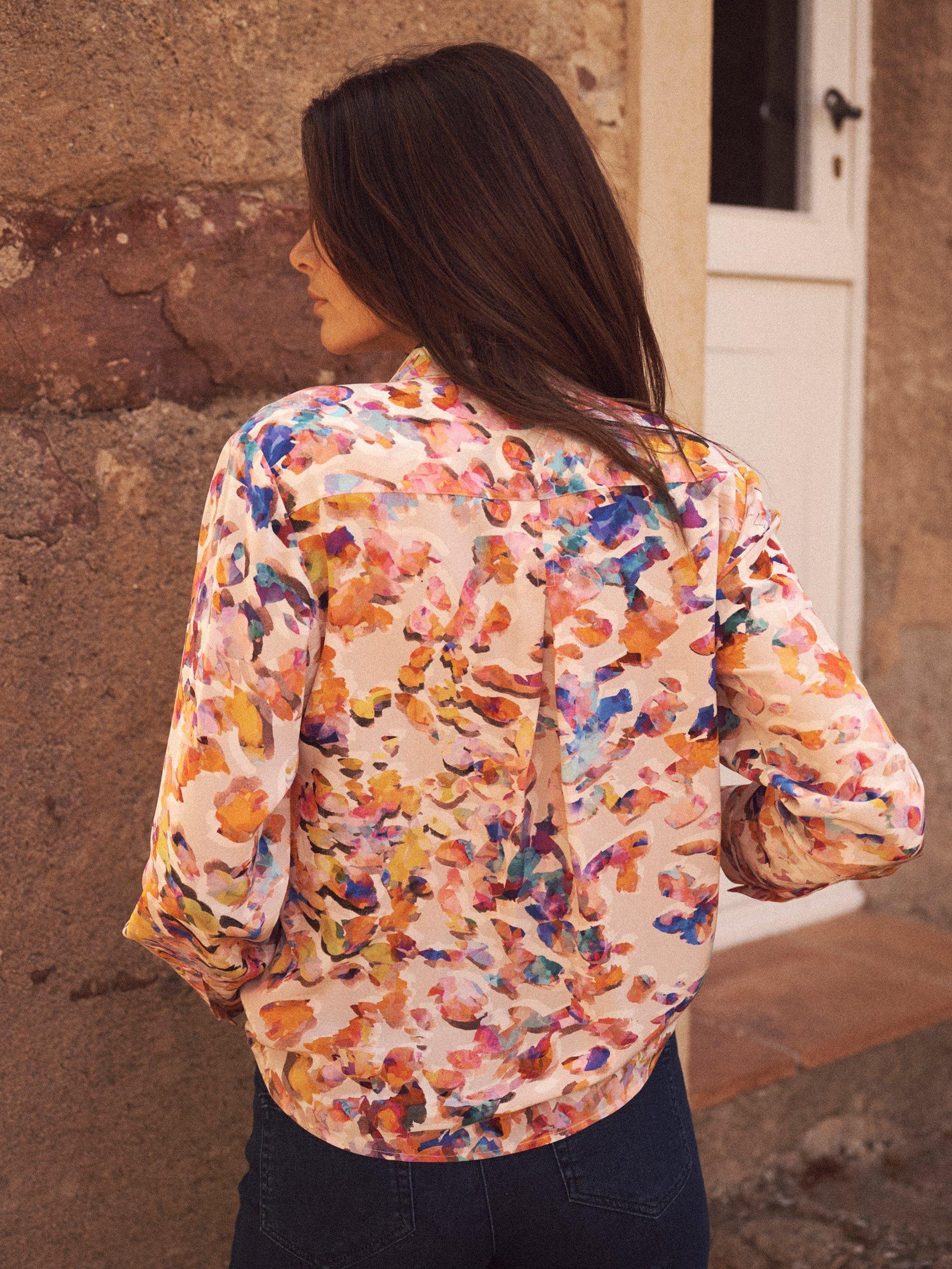 Product image 6 of 7, which shows NRBY Chiara Floral Pure Silk Shirt, Multi, XS