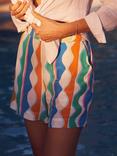 NRBY Tia Wave Stripe Pure Silk Shorts, Multi