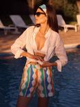 NRBY Tia Wave Stripe Pure Silk Shorts, Multi