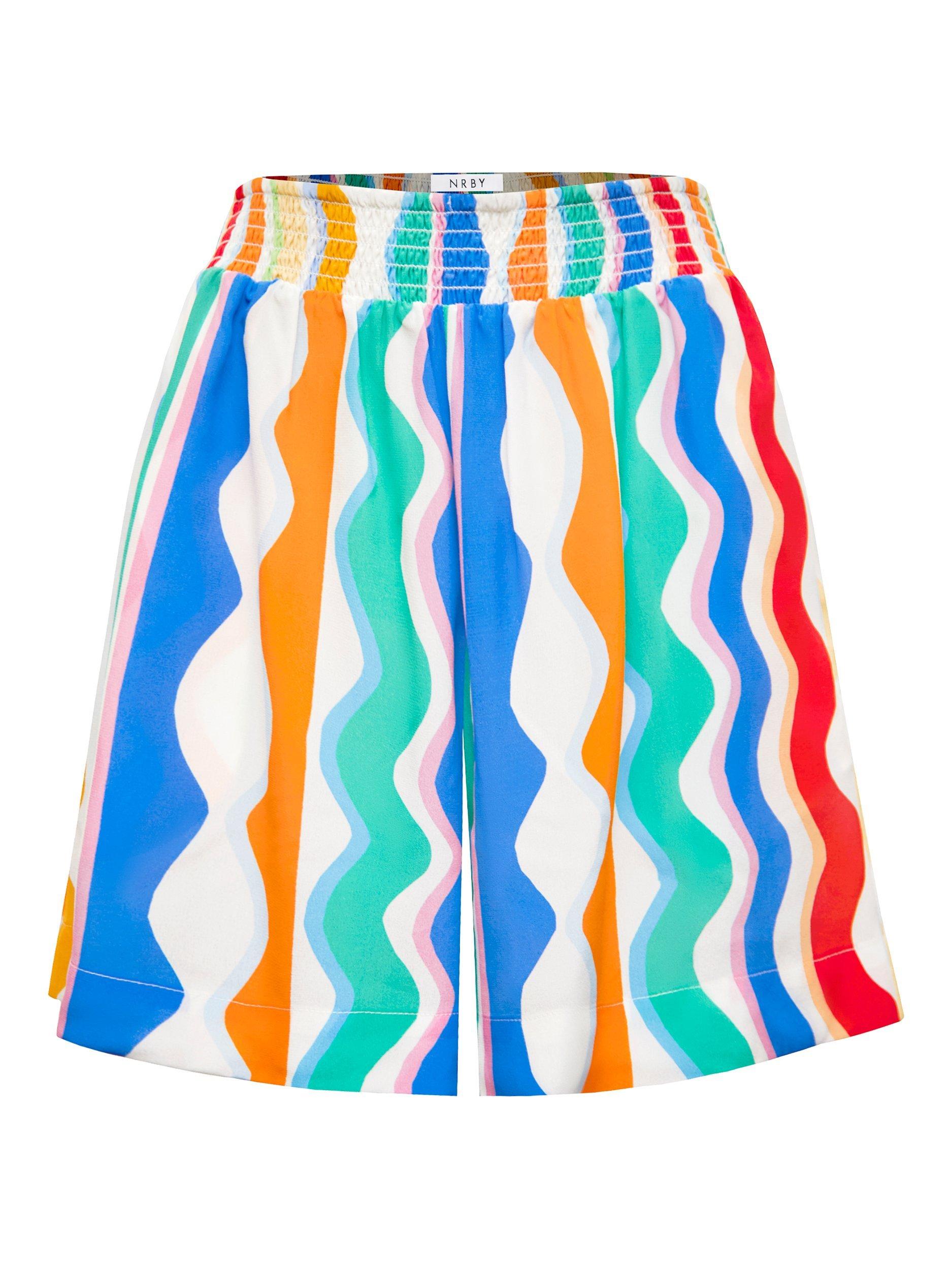 Product image 8 of 8, which shows NRBY Tia Wave Stripe Pure Silk Shorts, Multi, 8