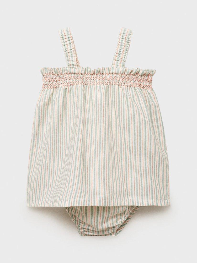 Product image 2 of 4, which shows Mango Baby Cilantro Smock Dress, Natural White, 1-3 months