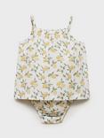 Mango Baby Cotton Lemon Dress and Shorts Set, Yellow