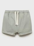 Mango Baby Hoja Cotton Drawstring Shorts, Green
