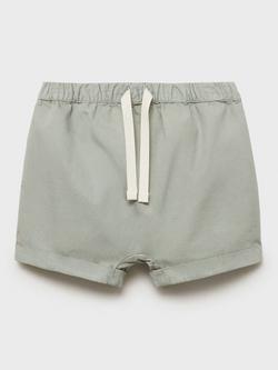 Mango Baby Hoja Cotton Drawstring Shorts, Green, Green