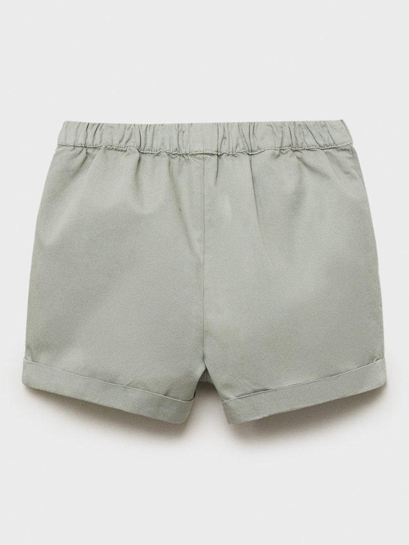 Product image 2 of 4, which shows Mango Baby Hoja Cotton Drawstring Shorts, Green, 1-3 months