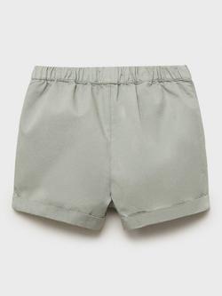 Mango Baby Hoja Cotton Drawstring Shorts, Green - view 2, Green