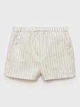 Mango Baby Pepper Cotton Linen Blend Striped Shorts, Natural White