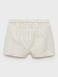 Mango Baby Pepper Cotton Linen Blend Striped Shorts, Natural White