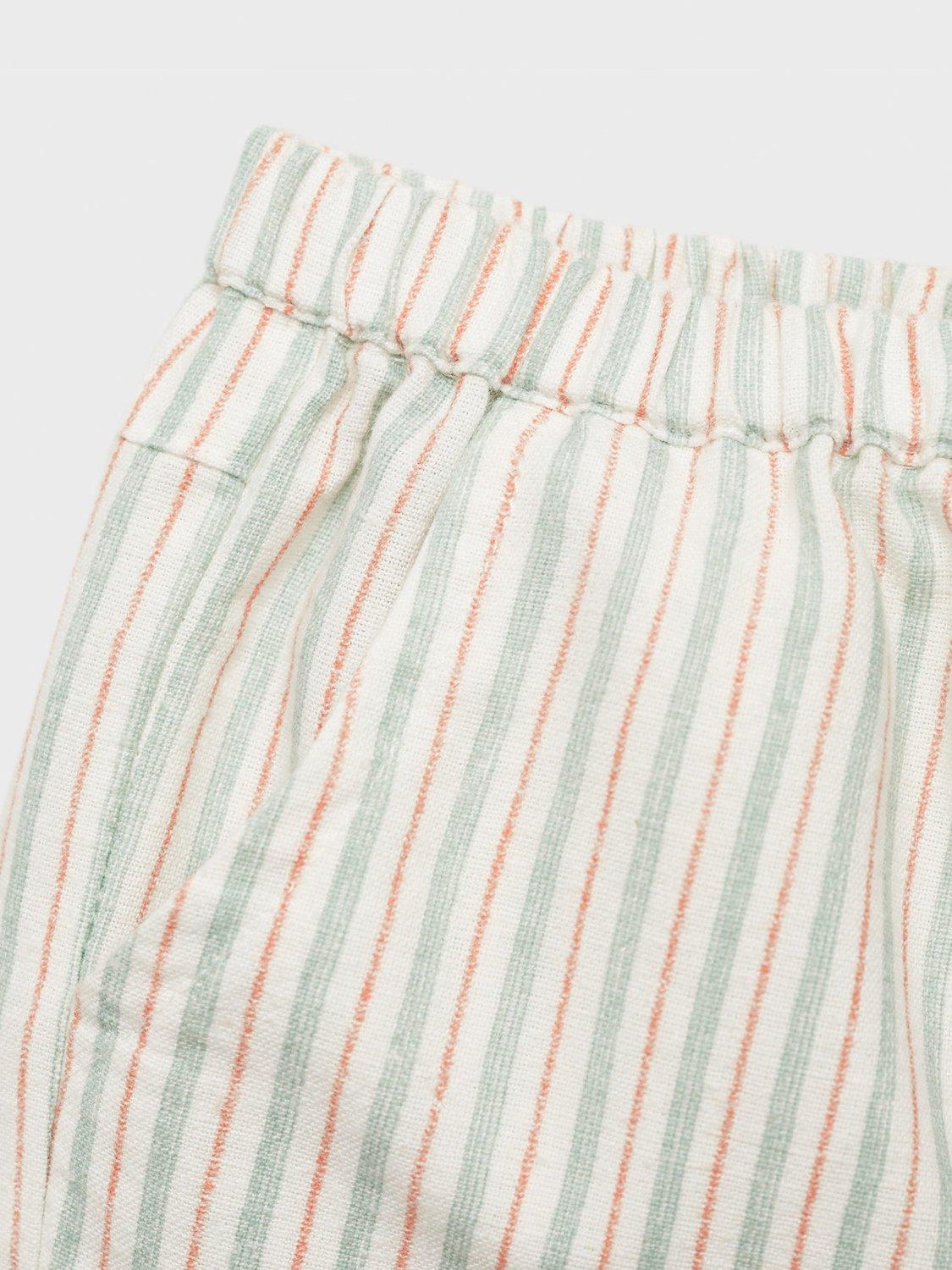 Product image 4 of 4, which shows Mango Baby Pepper Cotton Linen Blend Striped Shorts, Natural White, 1-3 months