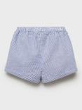 Mango Baby Cotton Striped Button Shorts, Medium Blue