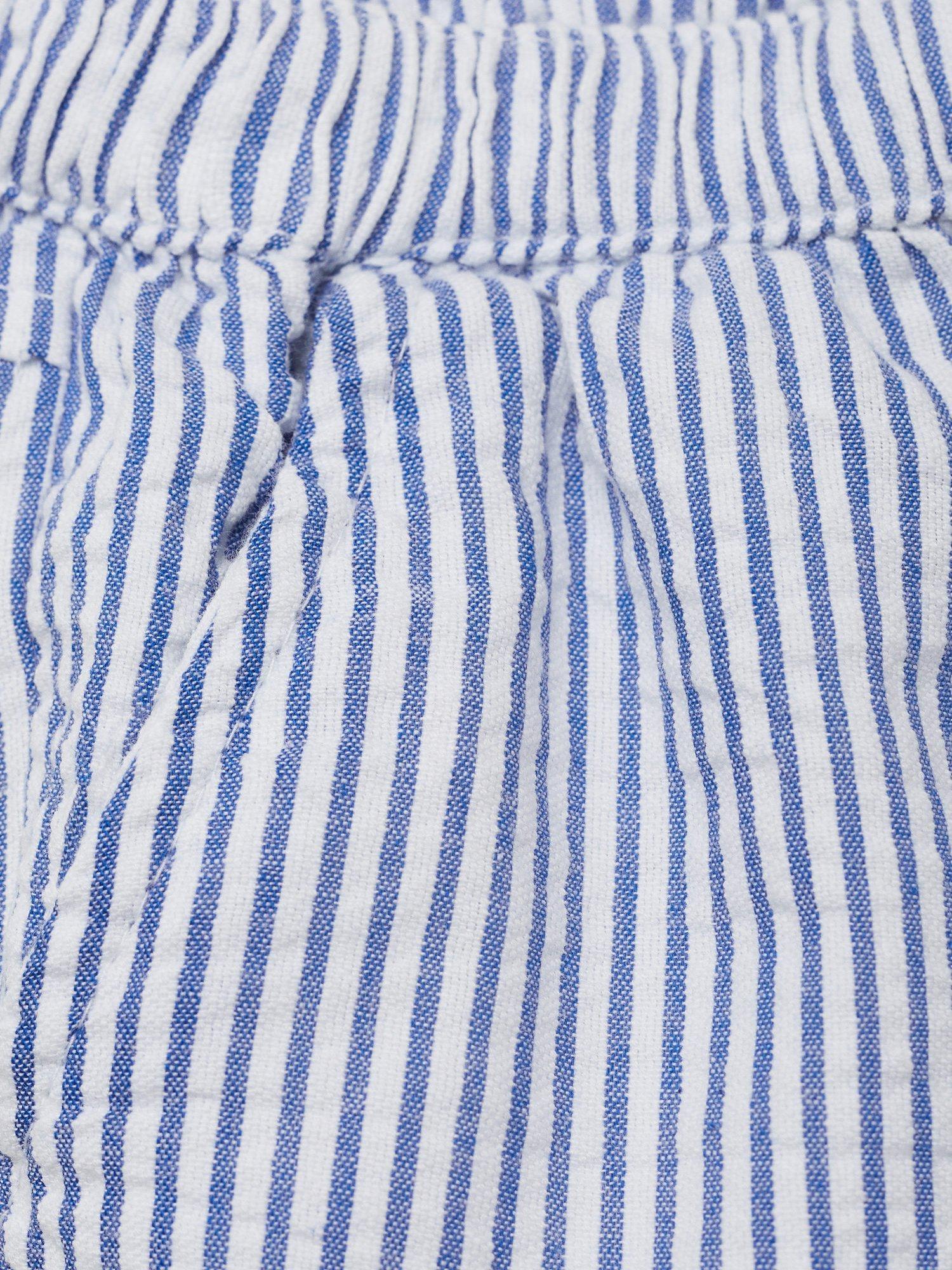 Product image 3 of 4, which shows Mango Baby Cotton Striped Button Shorts, Medium Blue, 1-3 months