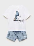 Mango Kids' Cotton Snoopy Short Pyjama Set, Medium Blue