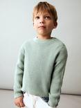 Mango Kids' Archie Cotton Knit Blend Relaxed Jumper, Turquoise - Aqua