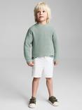 Mango Kids' Archie Cotton Knit Blend Relaxed Jumper, Turquoise - Aqua