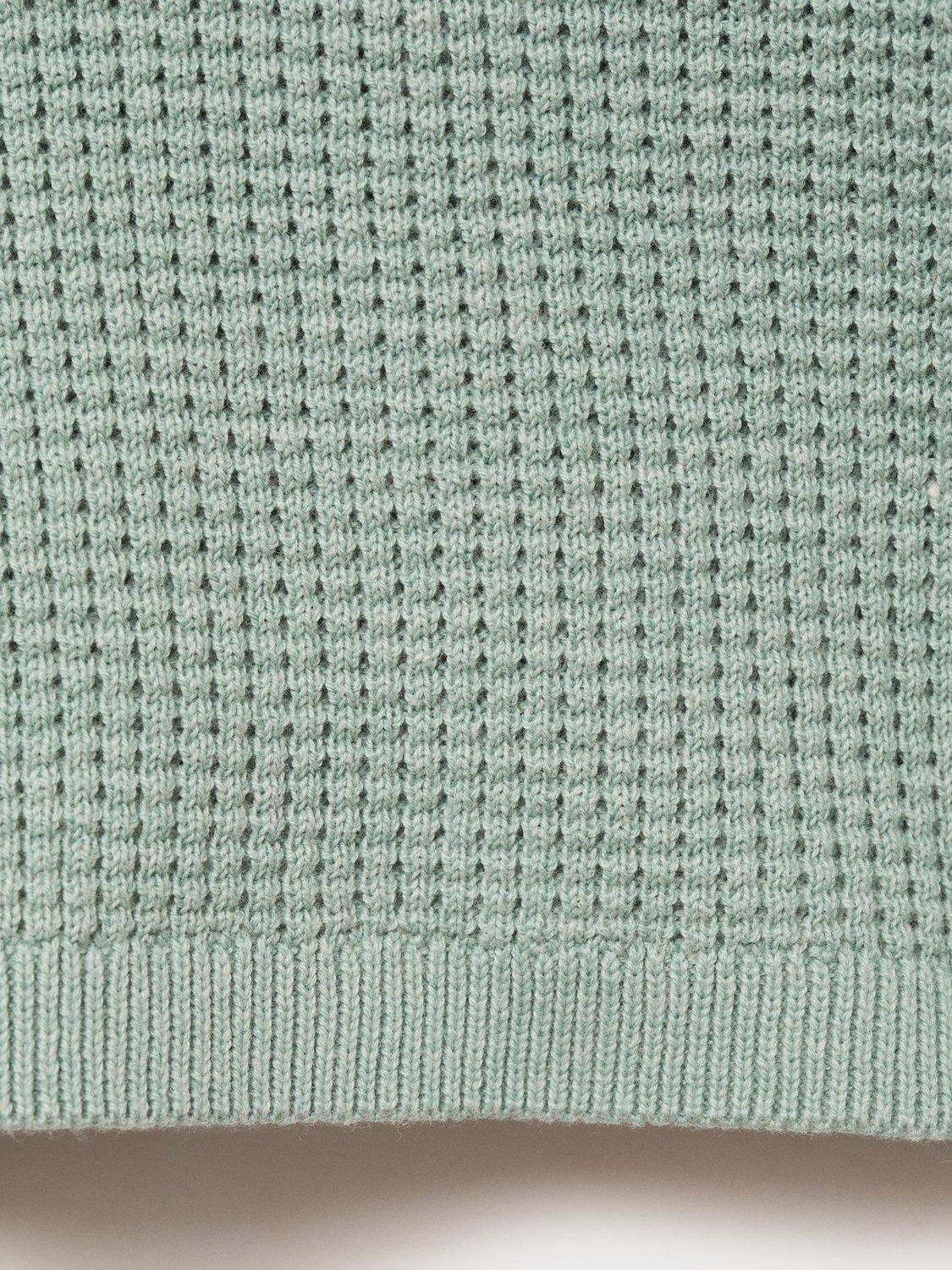Product image 5 of 7, which shows Mango Kids' Archie Cotton Knit Blend Relaxed Jumper, Turquoise - Aqua, 12-18 months