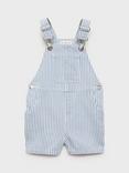 Mango Kids' Caicos Cotton Striped Short Dungarees, Open Blue