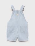 Mango Kids' Caicos Cotton Striped Short Dungarees, Open Blue