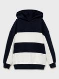 Mango Kids' Cotton Striped Hooded Sweatshirt, Navy