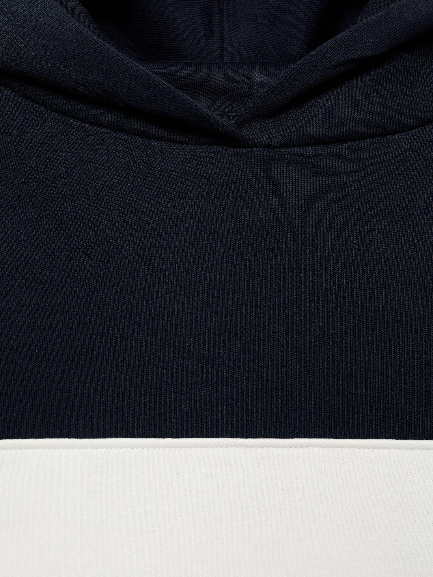 Product image 6 of 6, which shows Mango Kids' Cotton Striped Hooded Sweatshirt, Navy, 11-12 years
