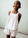Mango Kids' Cotton Sleeveless Embroidered Blouse, White