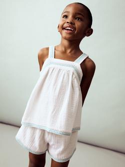 Mango Kids' Cotton Sleeveless Embroidered Blouse, White, White