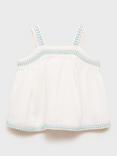 Mango Kids' Cotton Sleeveless Embroidered Blouse, White