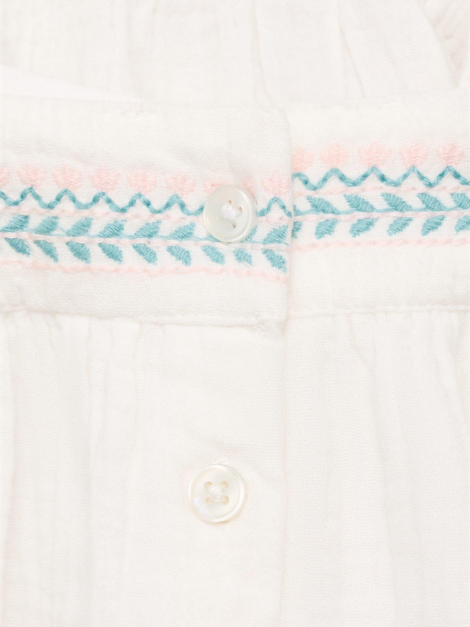 Product image 4 of 6, which shows Mango Kids' Cotton Sleeveless Embroidered Blouse, White, 12-18 months