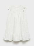Mango Kids' Zoe Cotton Floral Embroidery Ruffle Dress, White