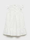 Mango Kids' Zoe Cotton Floral Embroidery Ruffle Dress, White