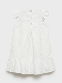 Mango Kids' Zoe Cotton Floral Embroidery Ruffle Dress, White - view 2, White