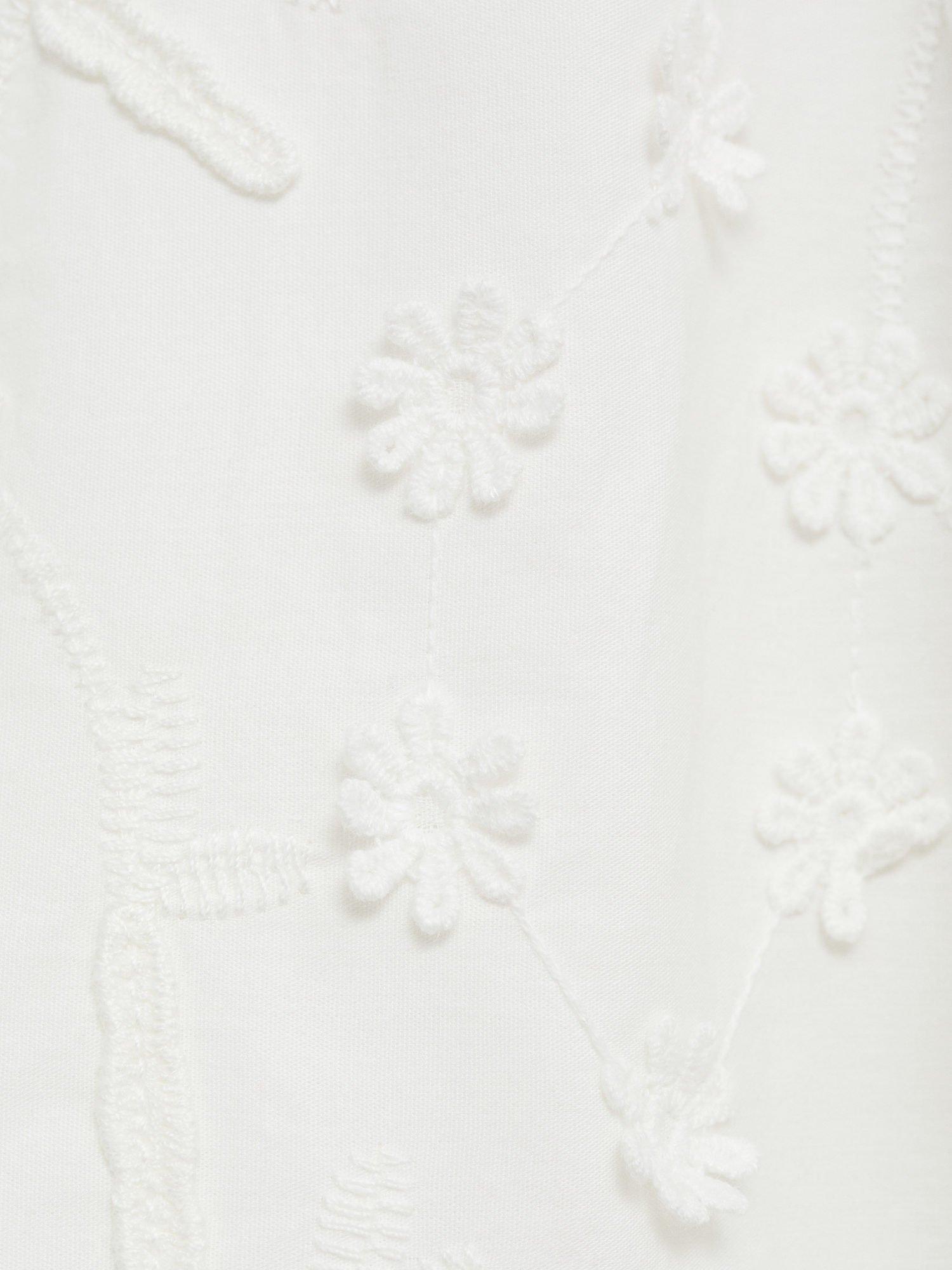 Product image 3 of 4, which shows Mango Kids' Zoe Cotton Floral Embroidery Ruffle Dress, White, 12-18 months