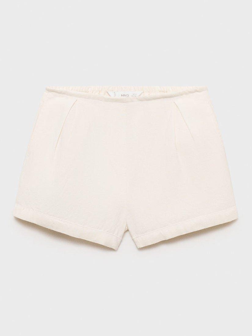 Product image 3 of 6, which shows Mango Kids' Cotton Linen Blend Slouchy Shorts, White, 12-18 months