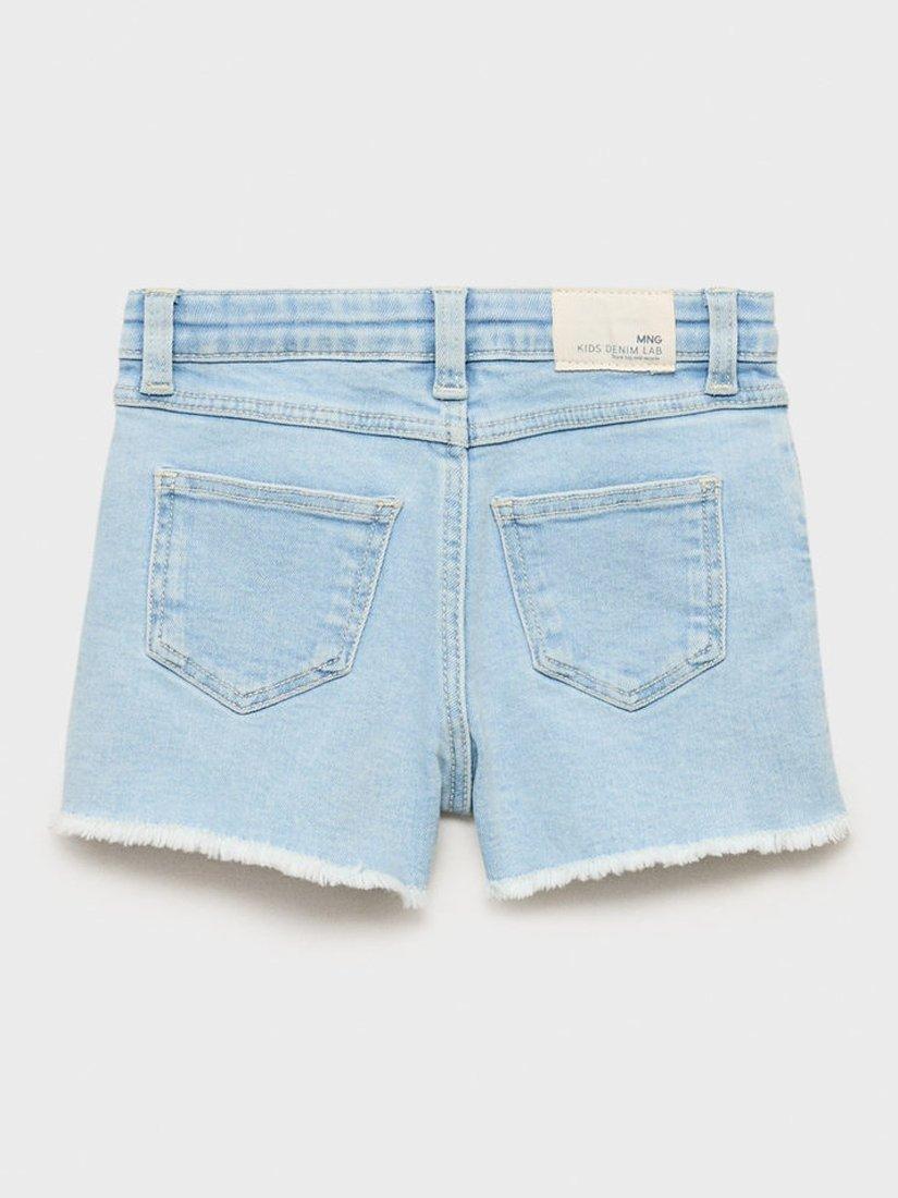 Product image 2 of 4, which shows Mango Kids' Chop Denim Five Pocket Shorts, Open Blue, 12-18 months