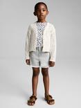 Mango Kids' Chop Cotton Frayed Shorts, Open Grey