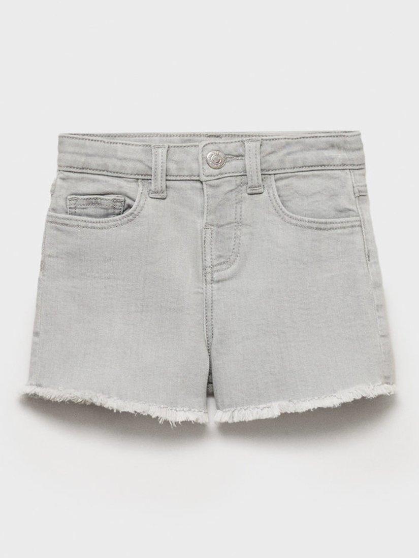 Product image 3 of 6, which shows Mango Kids' Chop Cotton Frayed Shorts, Open Grey, 12-18 months