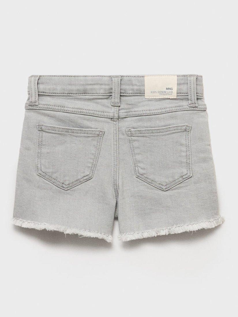 Product image 4 of 6, which shows Mango Kids' Chop Cotton Frayed Shorts, Open Grey, 12-18 months