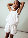 Mango Kids' Delhip Textured Cotton Embroidered Shorts, White